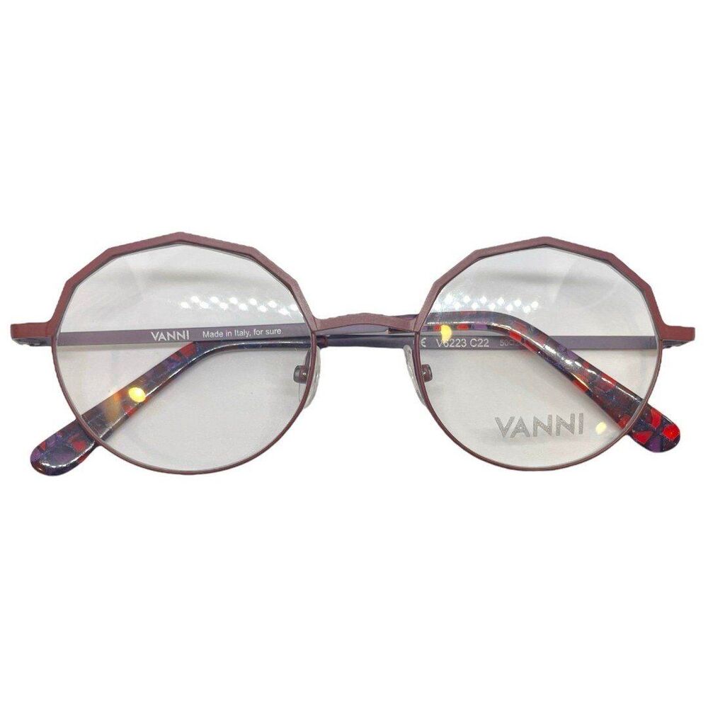 Vanni V6223 Eyeglasses for Women, Red Metal Frame, Full Rim, Round Shape